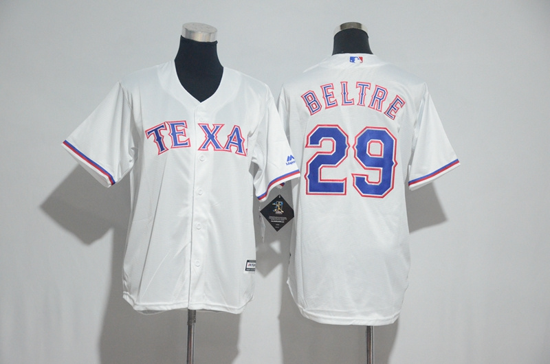 Youth 2017 MLB Texas Rangers #29 Beltre White Jerseys->youth mlb jersey->Youth Jersey